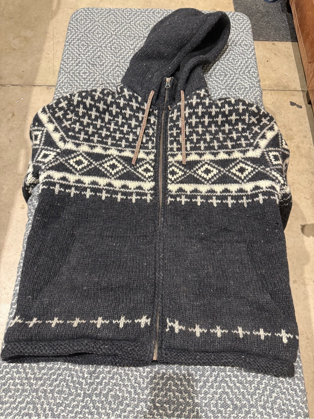 Men's Sherpa real wool and fleece Zip-Up Hooded Sweater Jacket